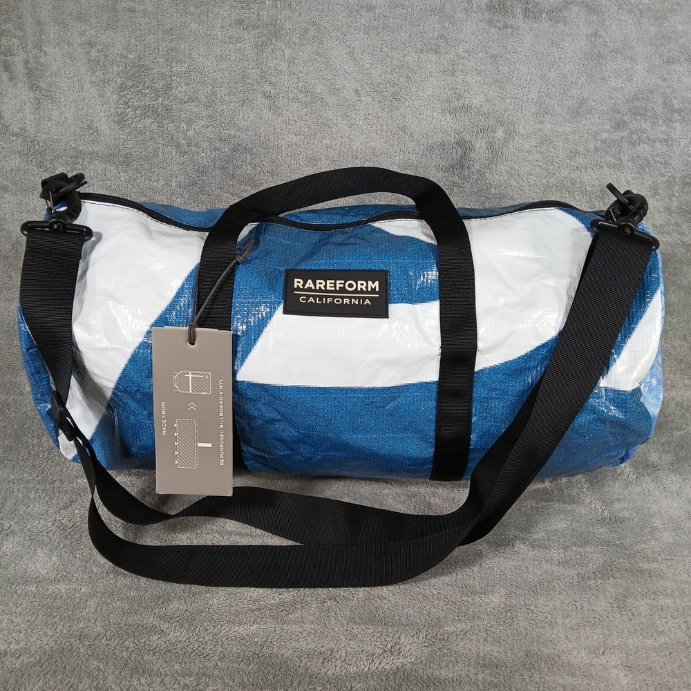 Rareform Light Duffle Bag Unisex OS Repurposed Billboard Vinyl Blue White NEW